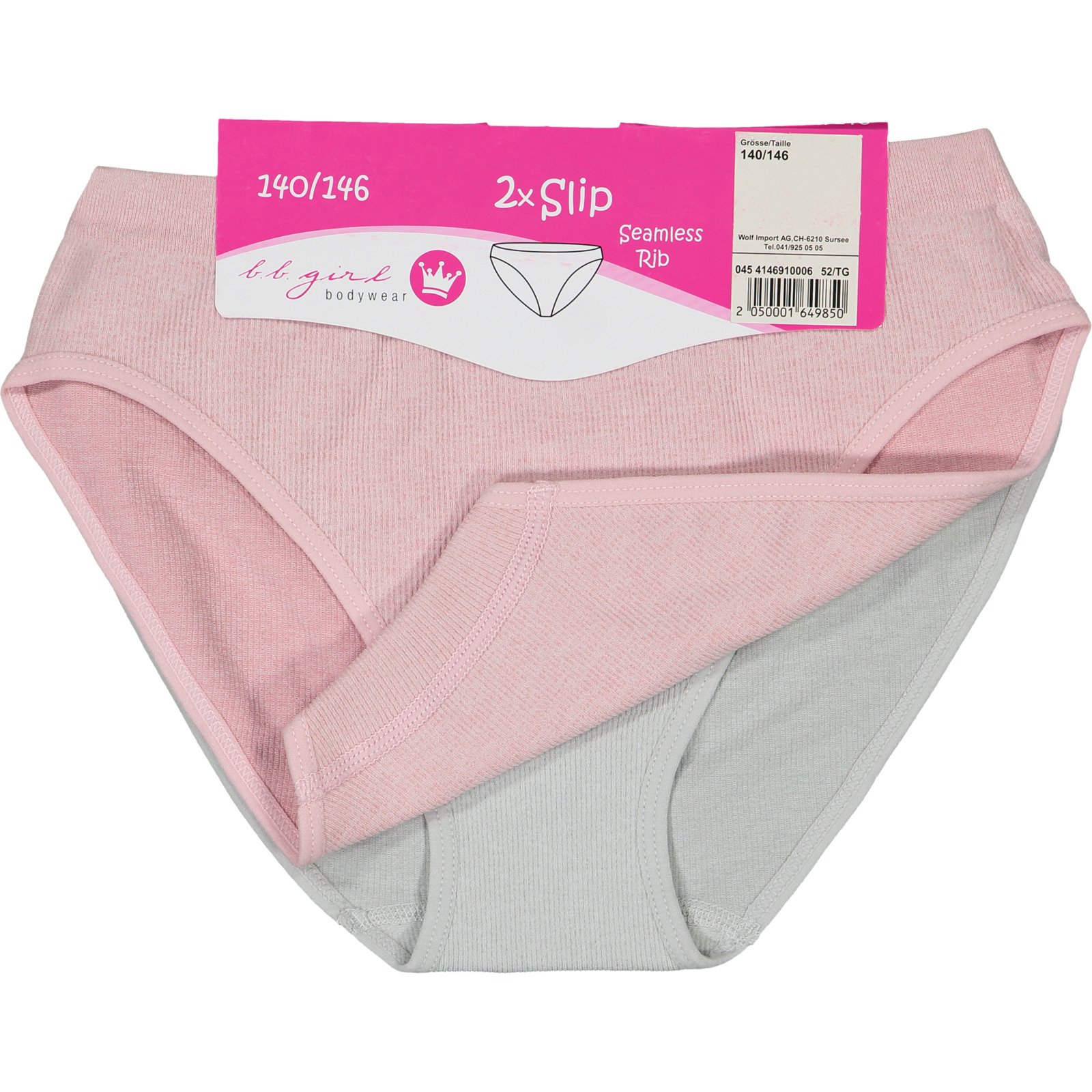Mädchen-Slip Seamless, 2 Stück rosa