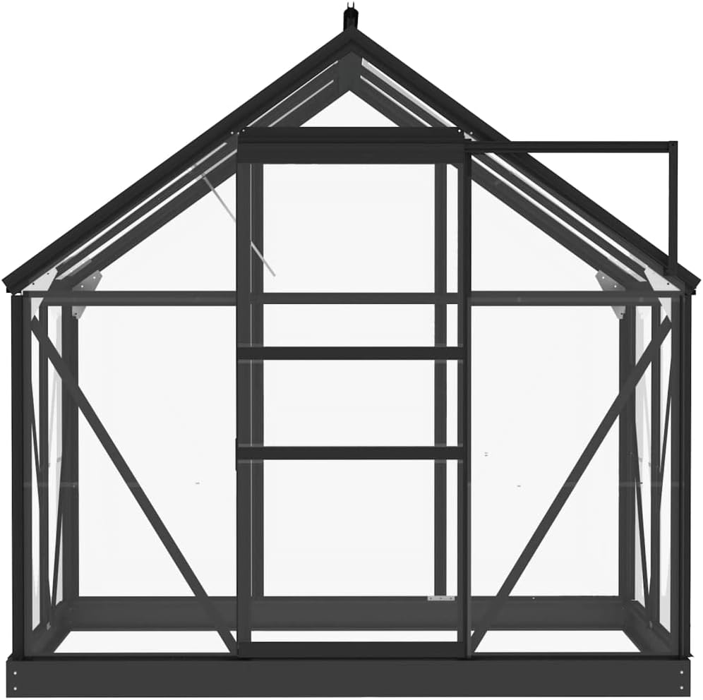 Gewächshaus im Garten Glas Anthrazit 155x103x191 cm Aluminium Gewächshaus Klein Frostschutz Pflanzen Winterschutz Gemüsehaus Treibhaus Gerätehaus Tomatenhaus UV-beständig&Wärmegedämmt