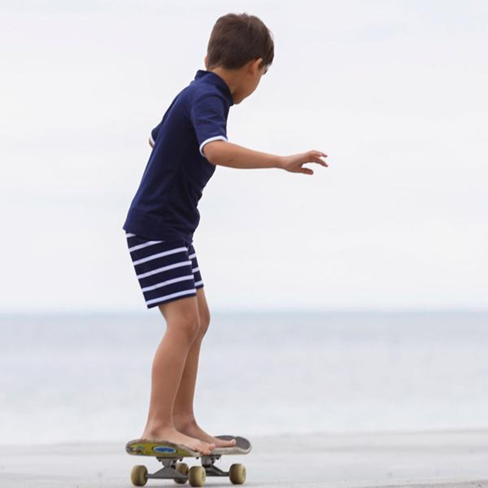 Blue/White Alex Badeshorts - Petit Crabe