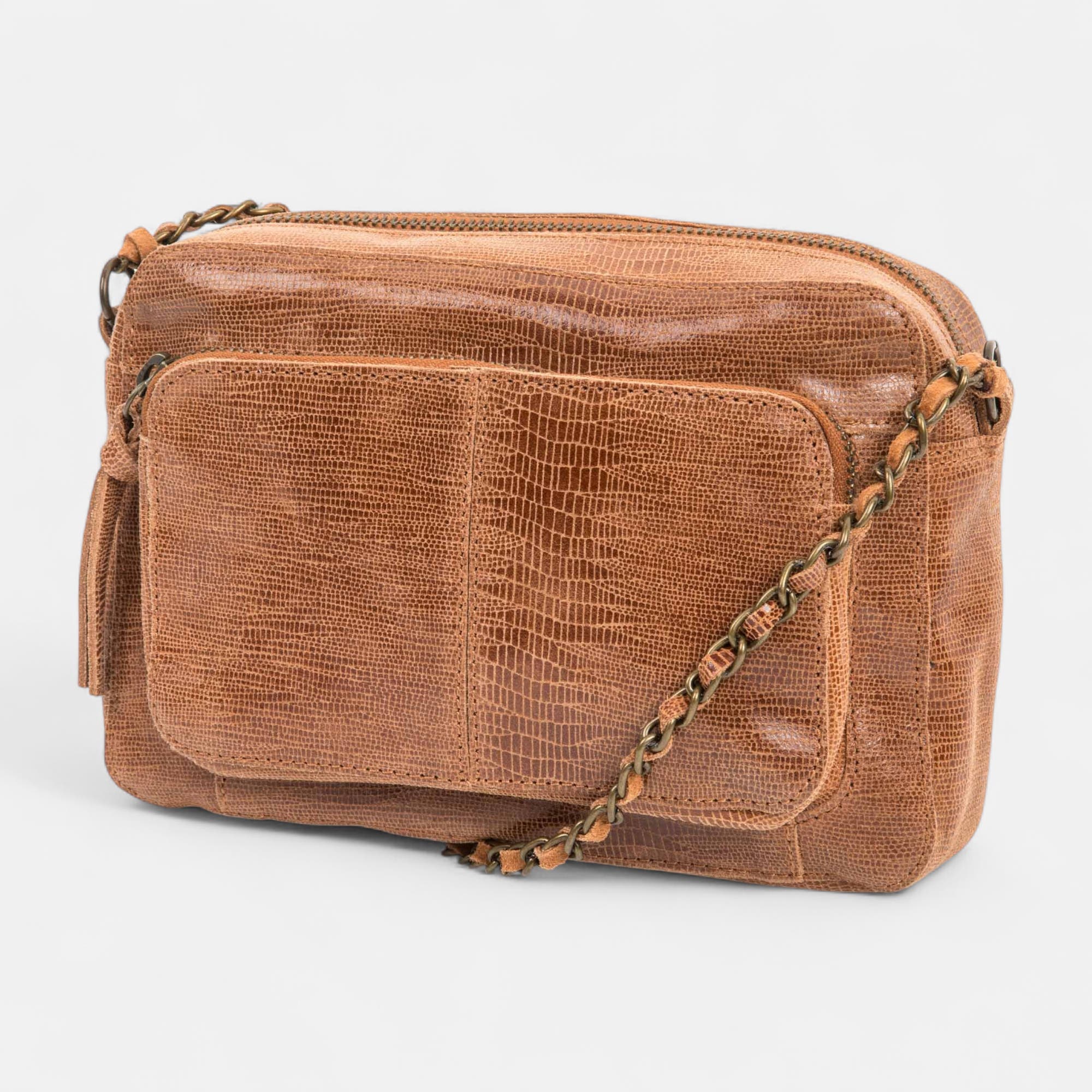 Sac bandoulière en cuir cognac