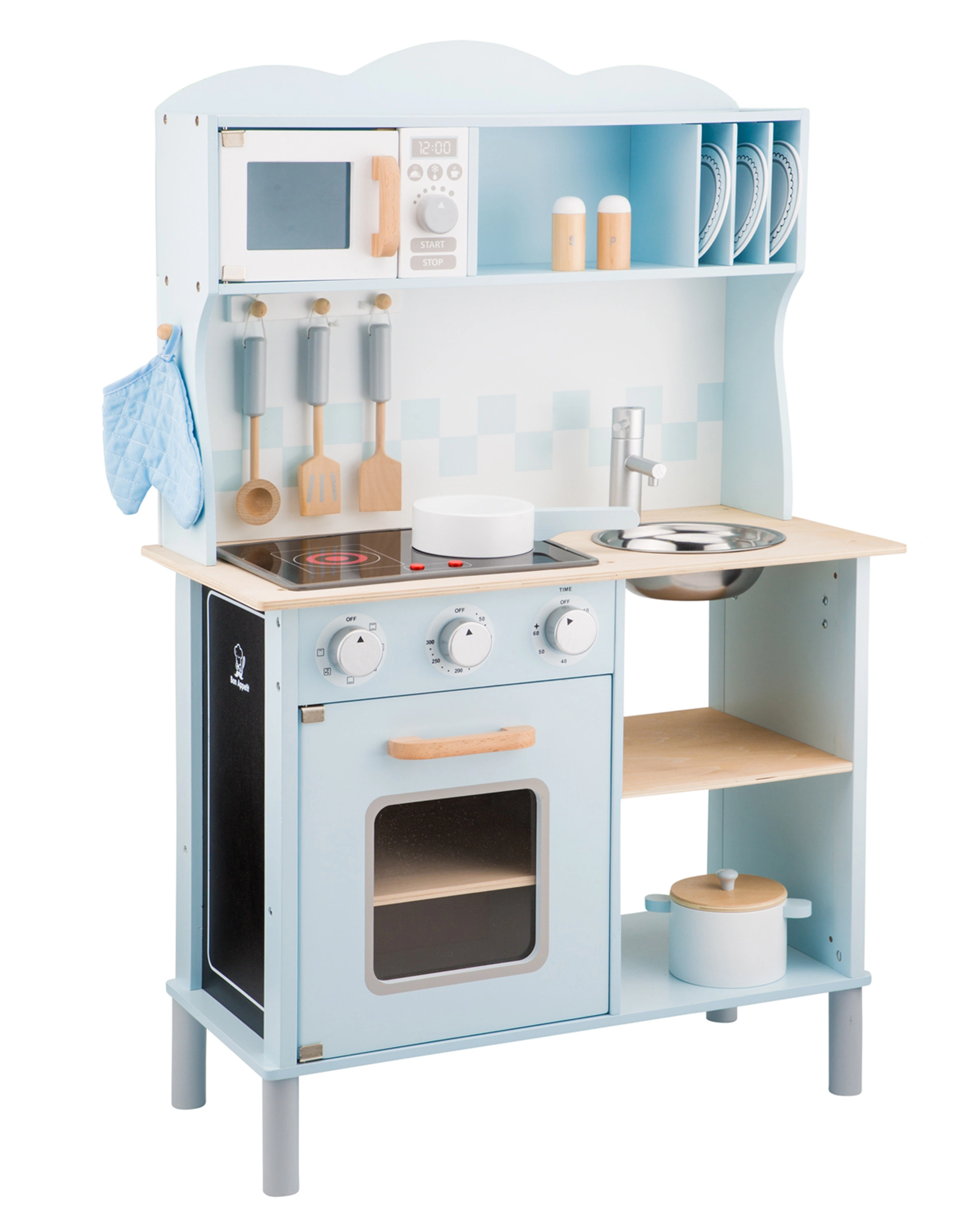 Kinderküche BON APPETIT MODERN mit Zubehör in hellblau/natur