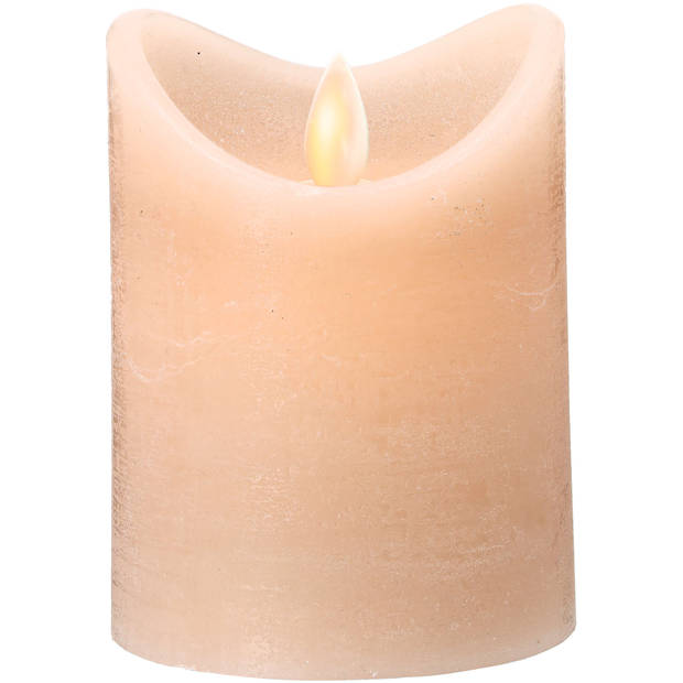 Blokker Rustieke LED Kaars - 7,5x10 cm - Beige