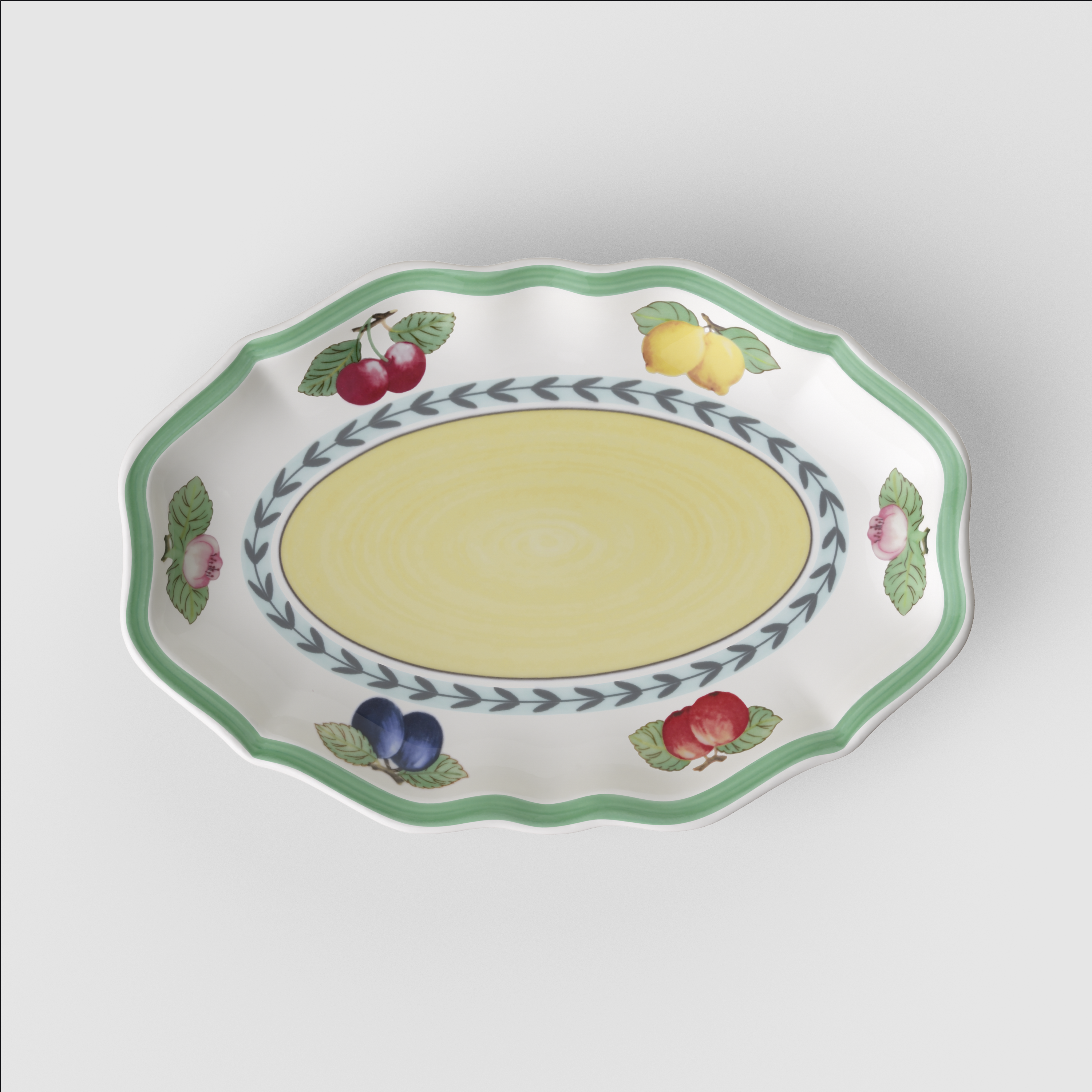 French Garden Gravy boat saucer Multi-colored, Premium Porcelain