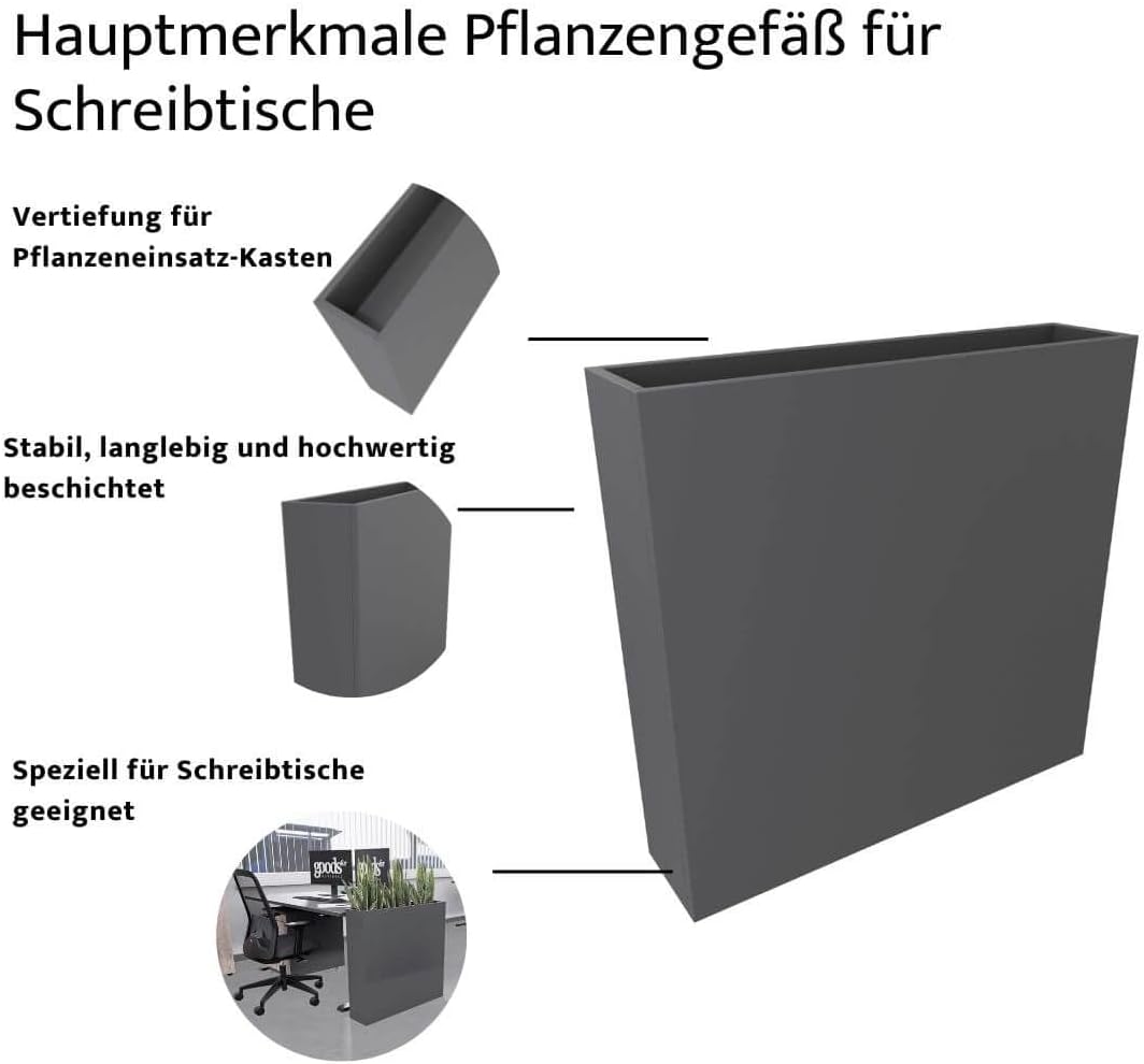 Eigentlich Pflanzkasten Indoor, B80xH77xT18 cm, Pflanzenkübel aus Holz als Sichtschutz für Schreibtisch, Raumteiler bepflanzbar, Pflanzenbehälter (ohne Gefäß, Anthrazit)