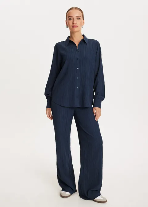 Blouse met structuur blauw (BLW.D)