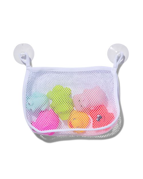 6 jouets de bain dans filet à suspendre