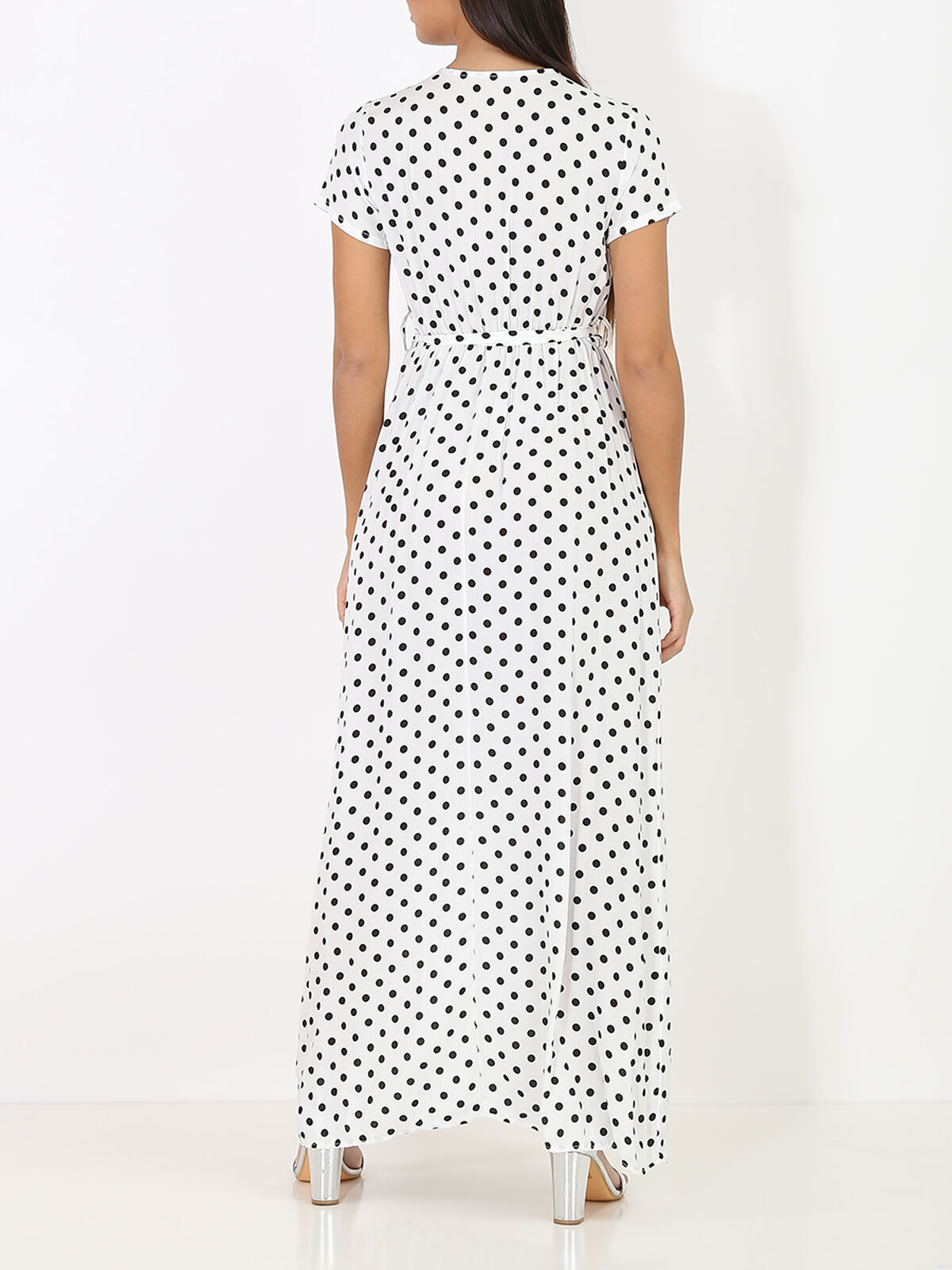 Robe longue à pois- Blanc
