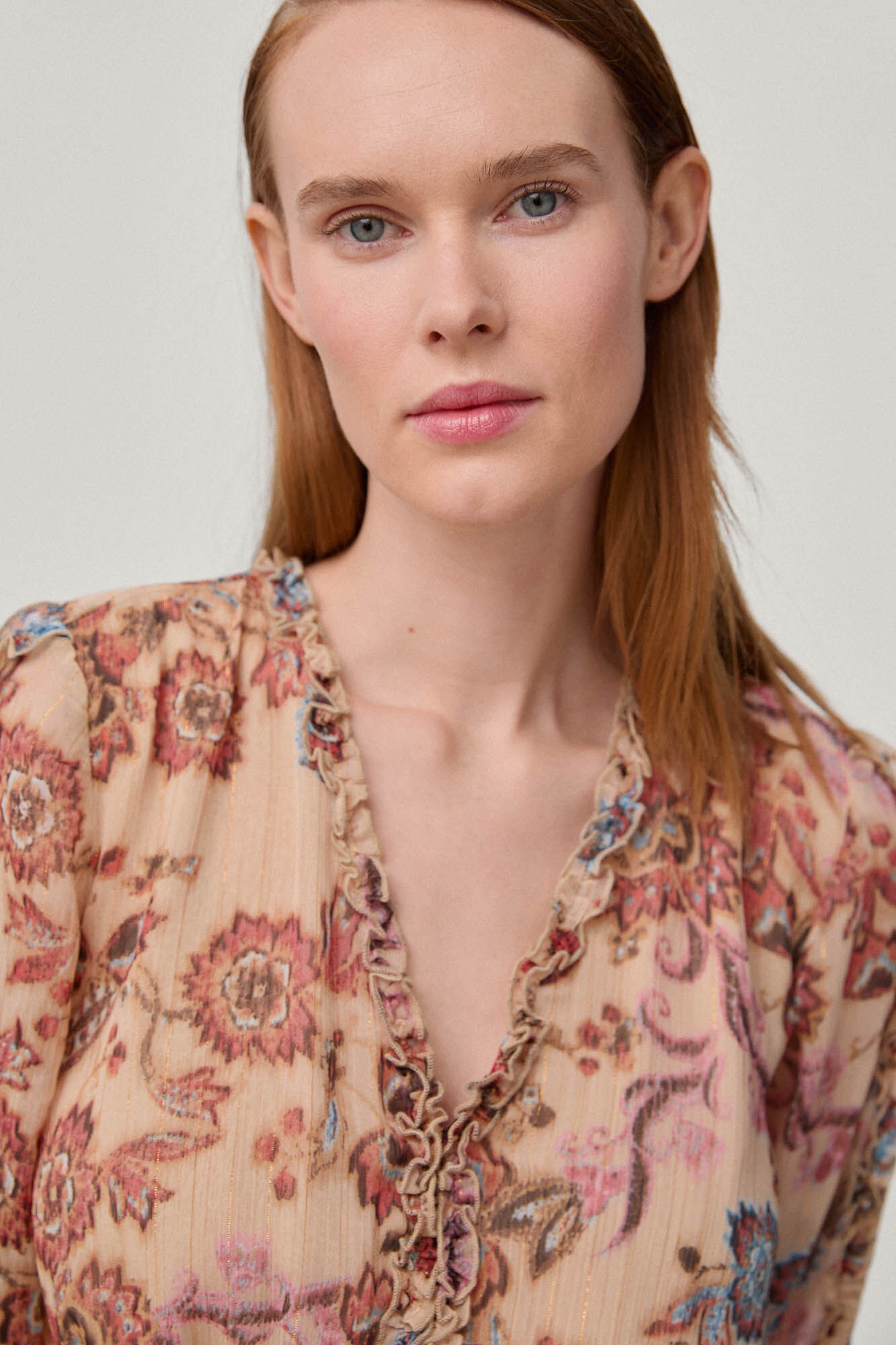 Vestido com estampa franzida - Roxo