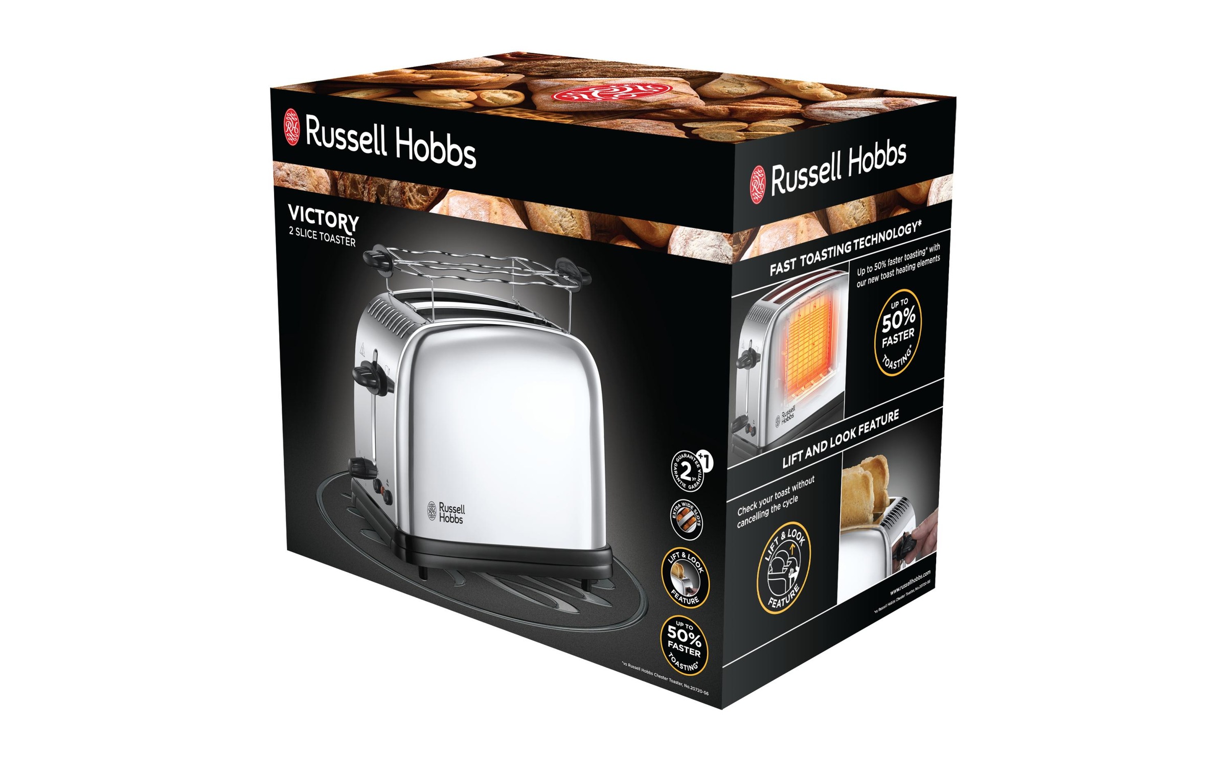RUSSELL HOBBS Toaster »Victory 23310-56 Silberfarben« 2 kurze Schlitze für 2 Scheiben 1670 W