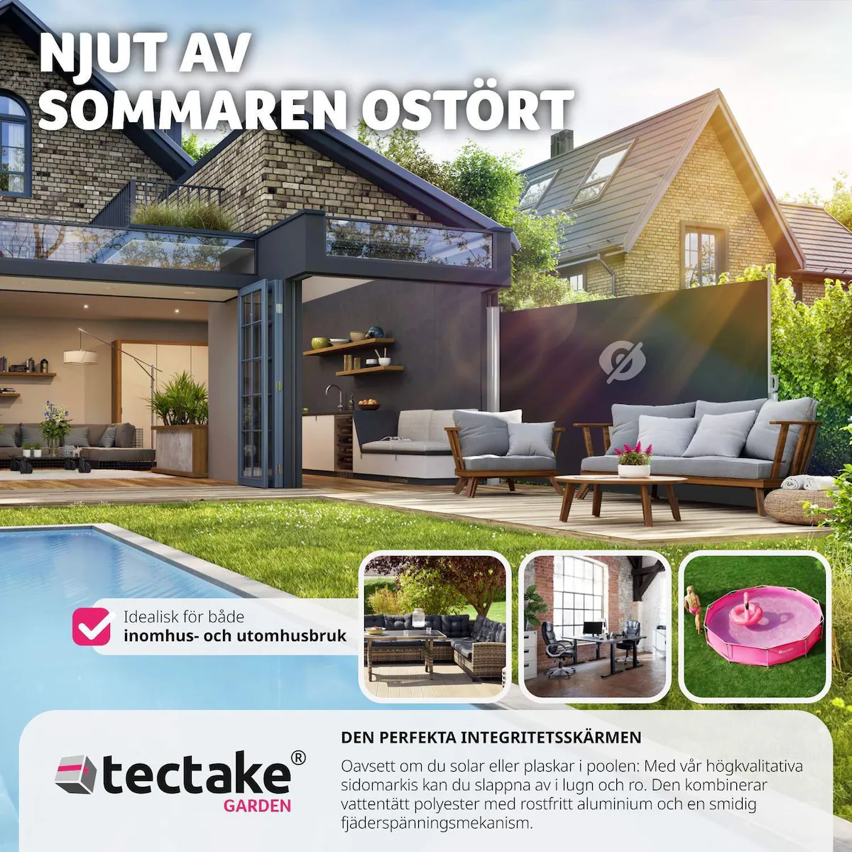 Sidemarkise med uttrekkbar mekanisme - 160 x 300 cm,svart