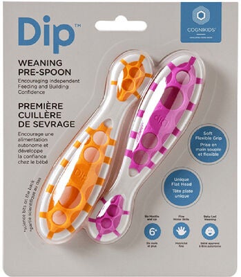 COGNIKIDS Dip Weaning Skje 2-pakning, Tangerine/Flamingo
