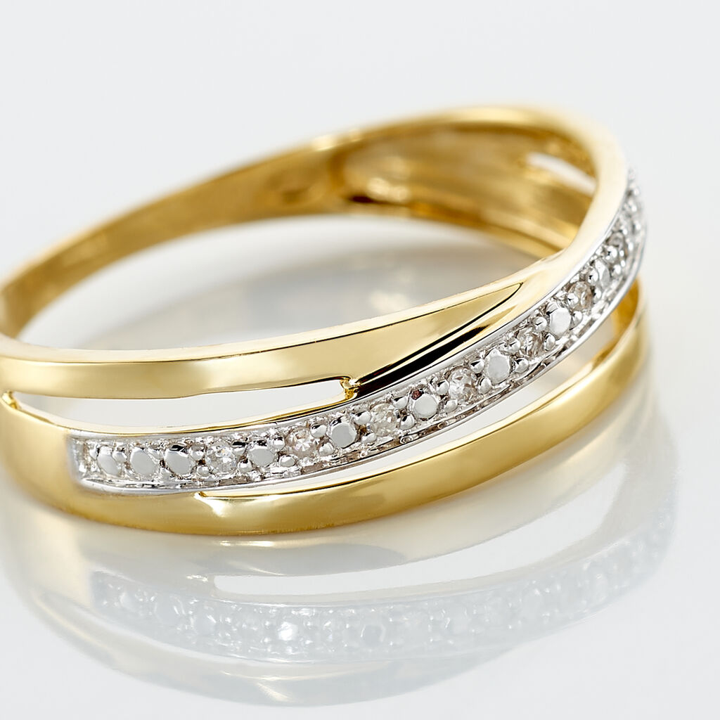 Bague Croisee Or Jaune Diamant