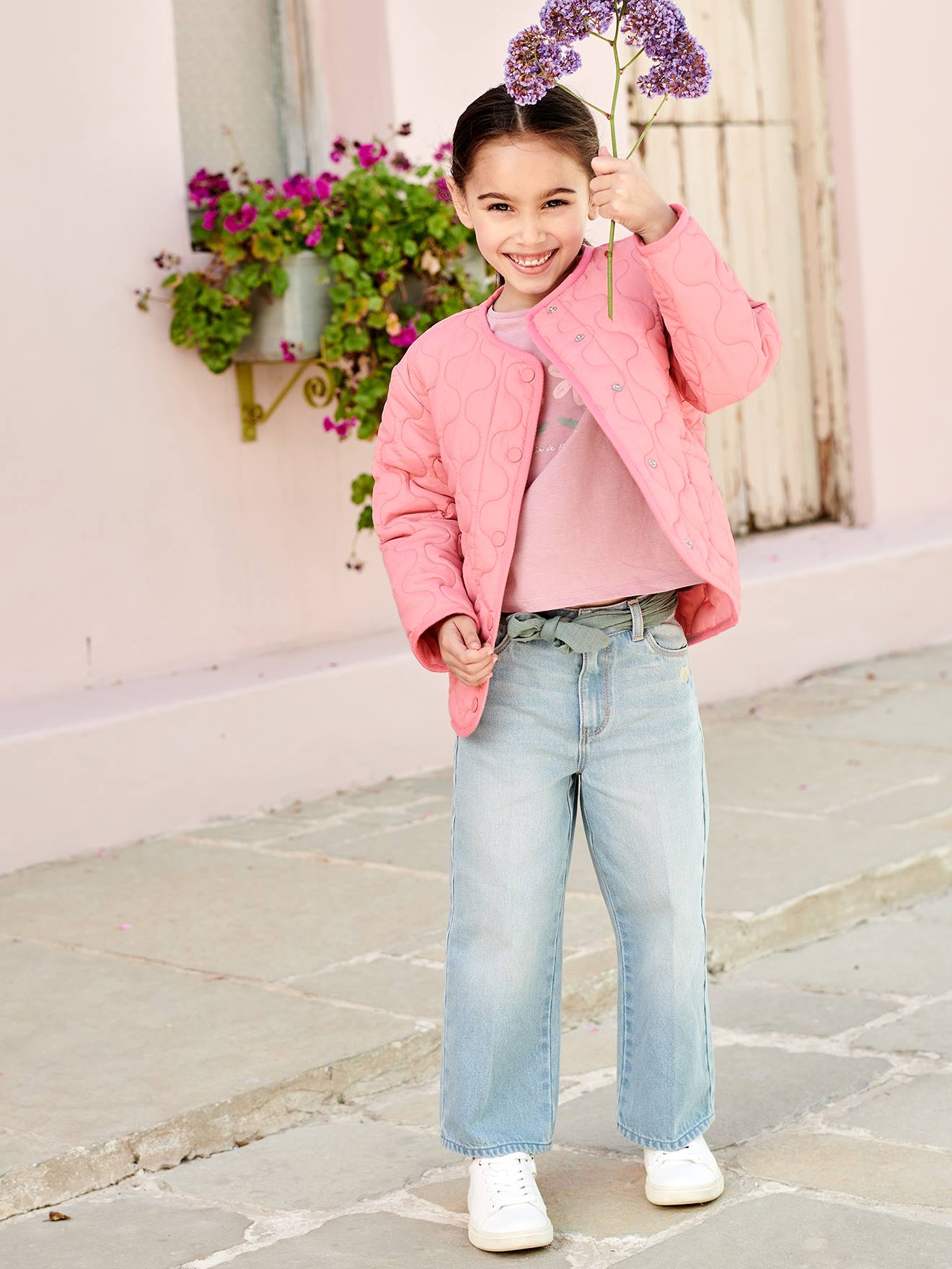 Jaqueta rosa acolchoada para meninas
