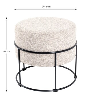 Hocker 48 x 48 cm cremefarbig/schwarz