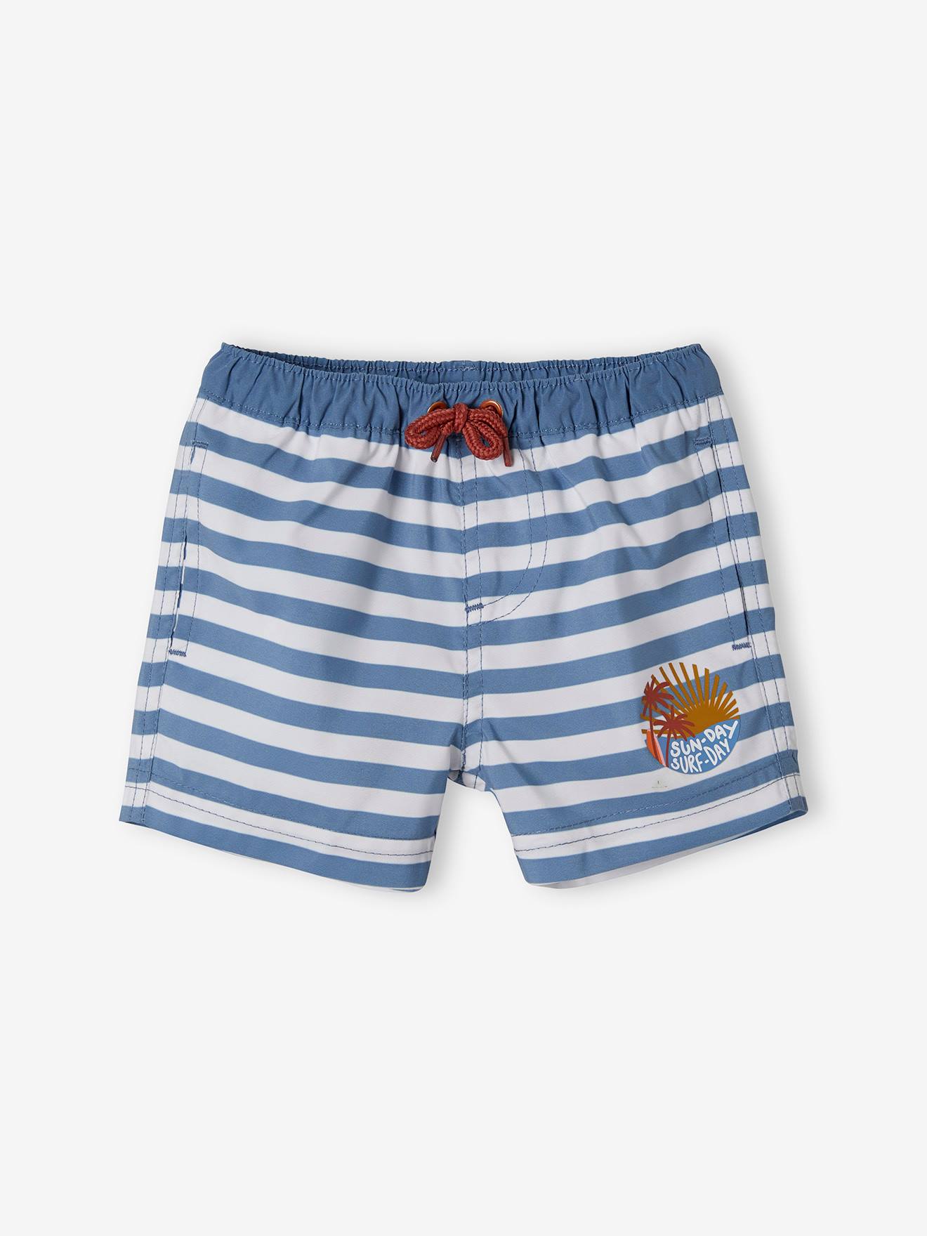 Maiô Baby Surf, azul médio com listras