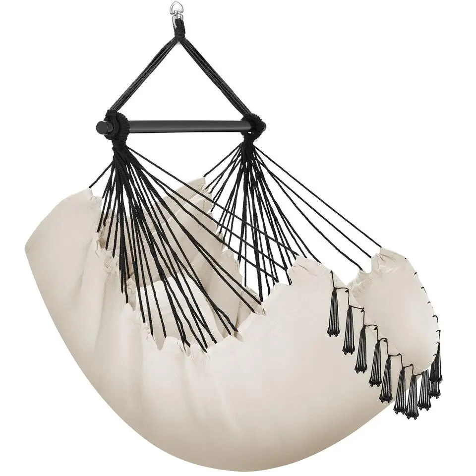 tectake Hangstoel Malika, boho-stijl, draagkracht 150kg, Beige