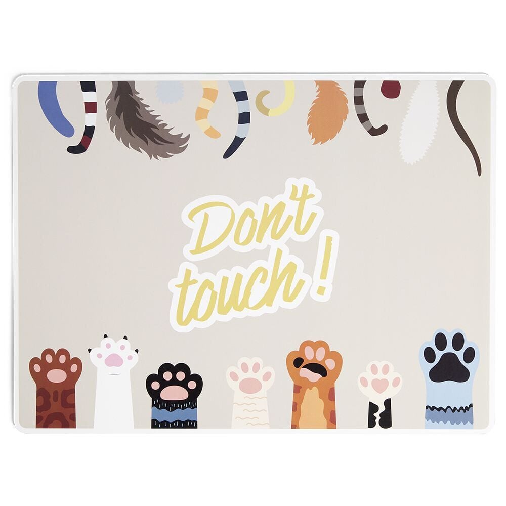 Tapis repose gamelle pour chat plastique imprimé - 43x32cm