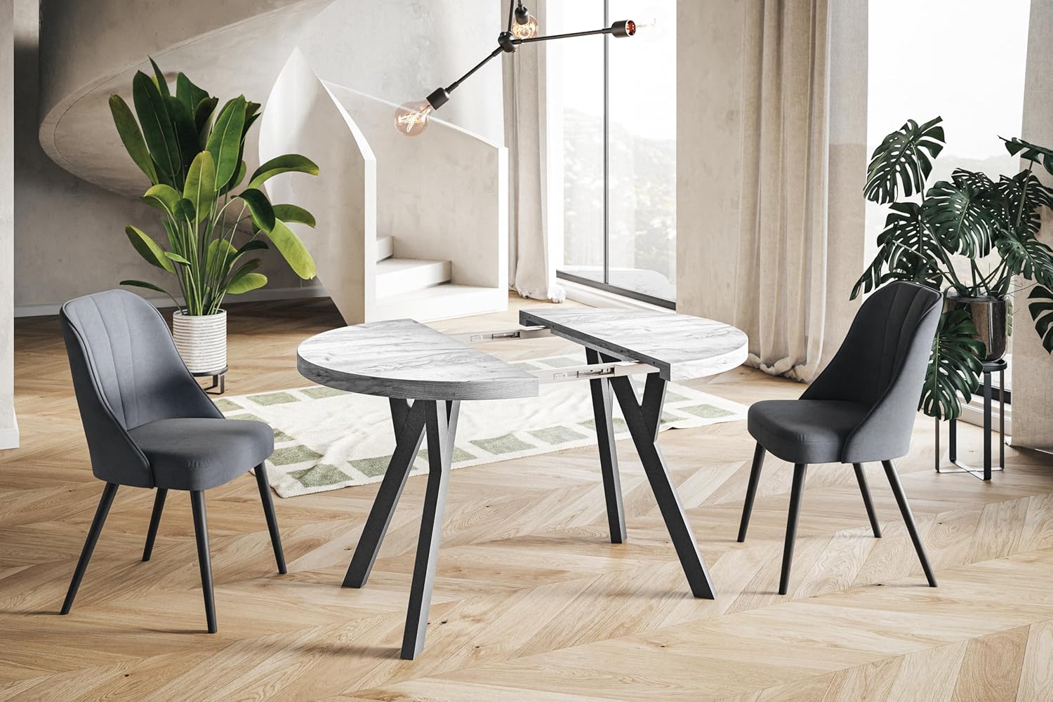 Runder Esstisch ausziehbar – Moderner Wohnzimmertisch und Küchentisch – Tisch mit Stabile Konstruktion, Durchmesser 80 cm - 130 cm - Farbe Lancelot - Kollektion OVO