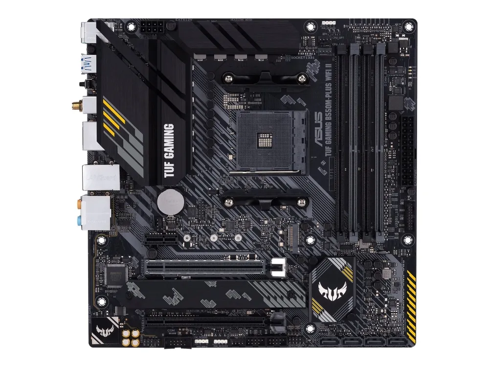 ASUS TUF GAMING B550M-PLUS WIFI II - Bundkort - micro ATX - Socket AM4 - AMD B550 Chipset - USB-C Gen2, USB 3.2 Gen 1, USB 3.2 Gen 2 - 2.5 Gigabit LAN, Wi-Fi 6, Bluetooth - onboard grafik (CPU påkrævet) - HD Audio (8-kanaler)