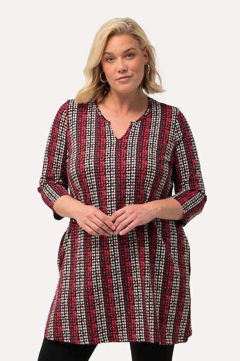 Longshirt, A-Linie, Tunika-Ausschnitt, 3/4-Arm