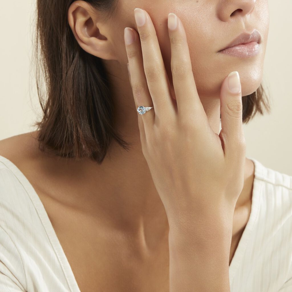 Bague Giana Or Blanc Topaze Et Oxyde De Zirconium