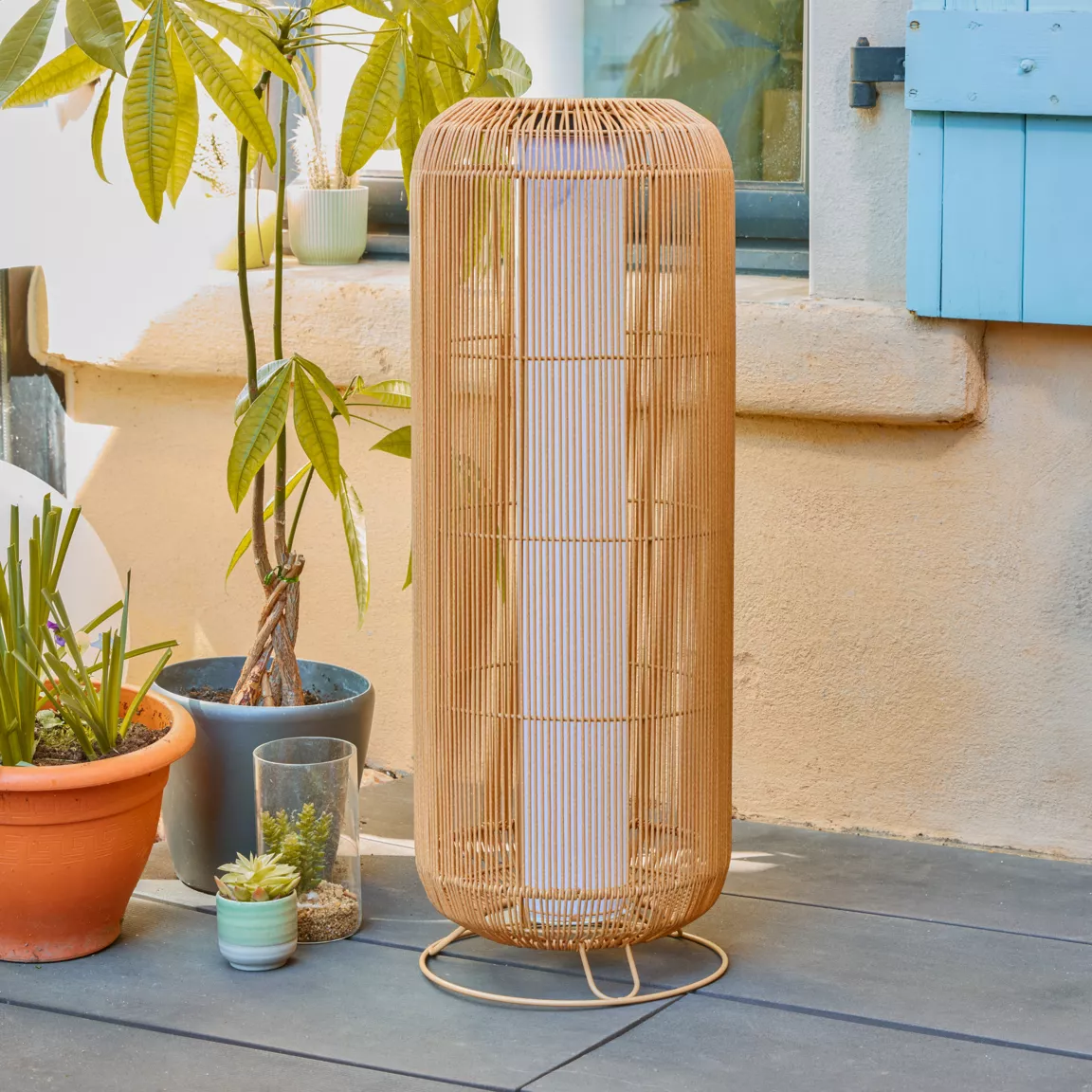 Lampadaire de jardin solaire en corde LED (H78 cm) Loise Beige