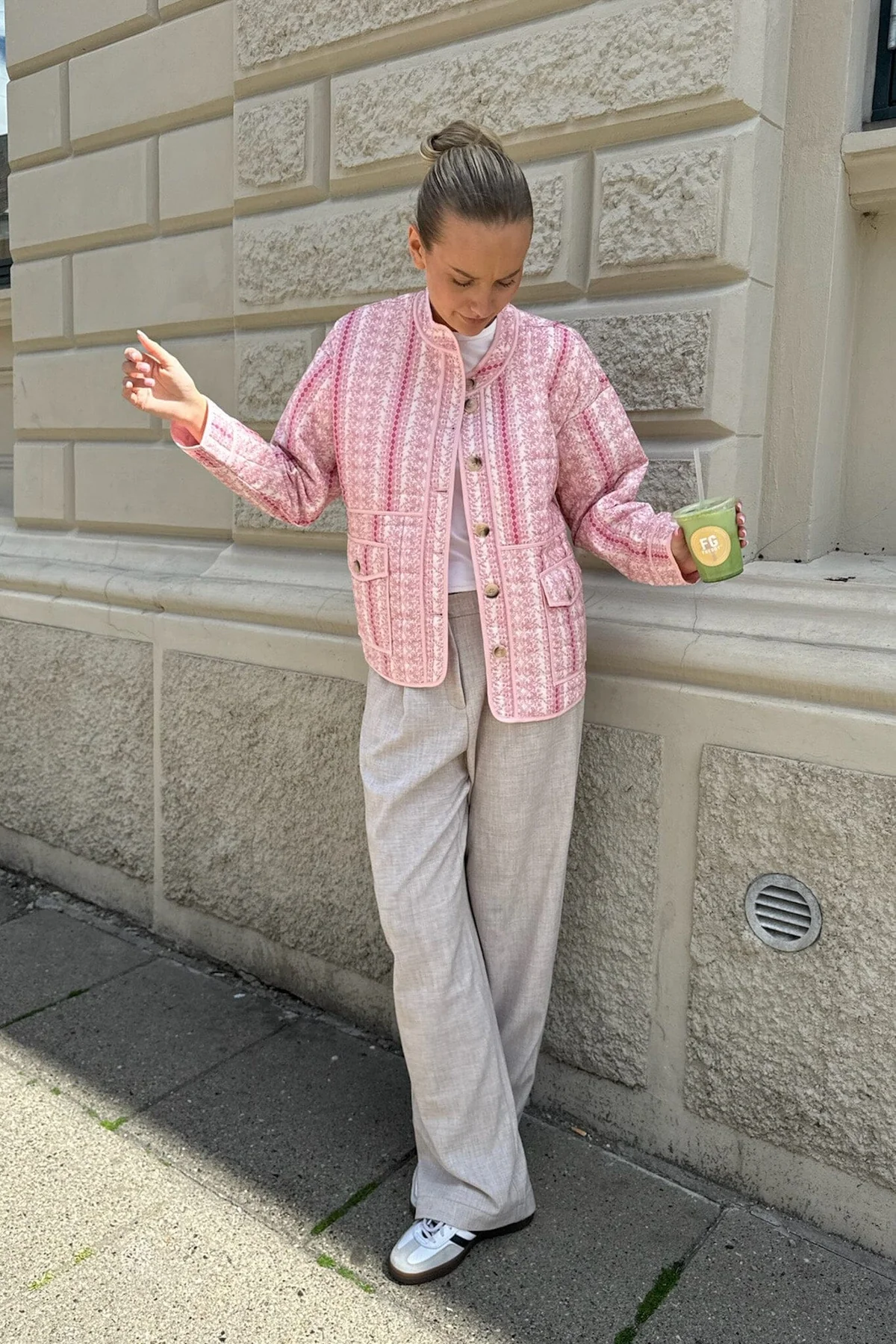 BYIC Emmyic Quilted Jacket pfp pink flower print