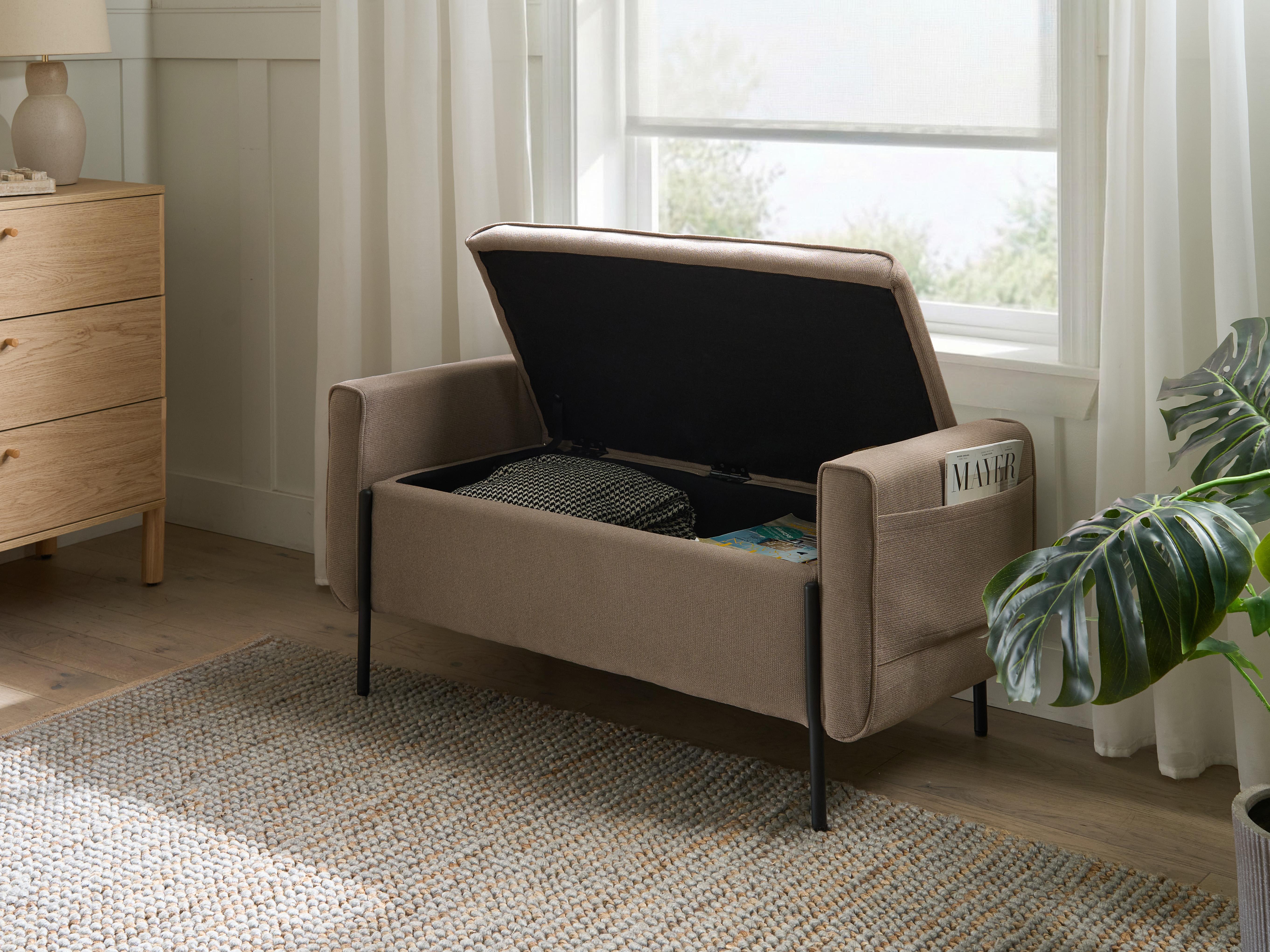 Bankje met opbergruimte LEWES Stof Beige