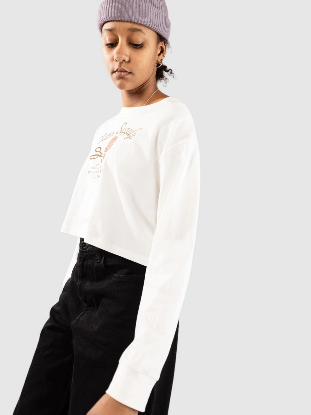 Vans Supply Boutique Relax Crop Long Sleeve T-Shi marshmallow