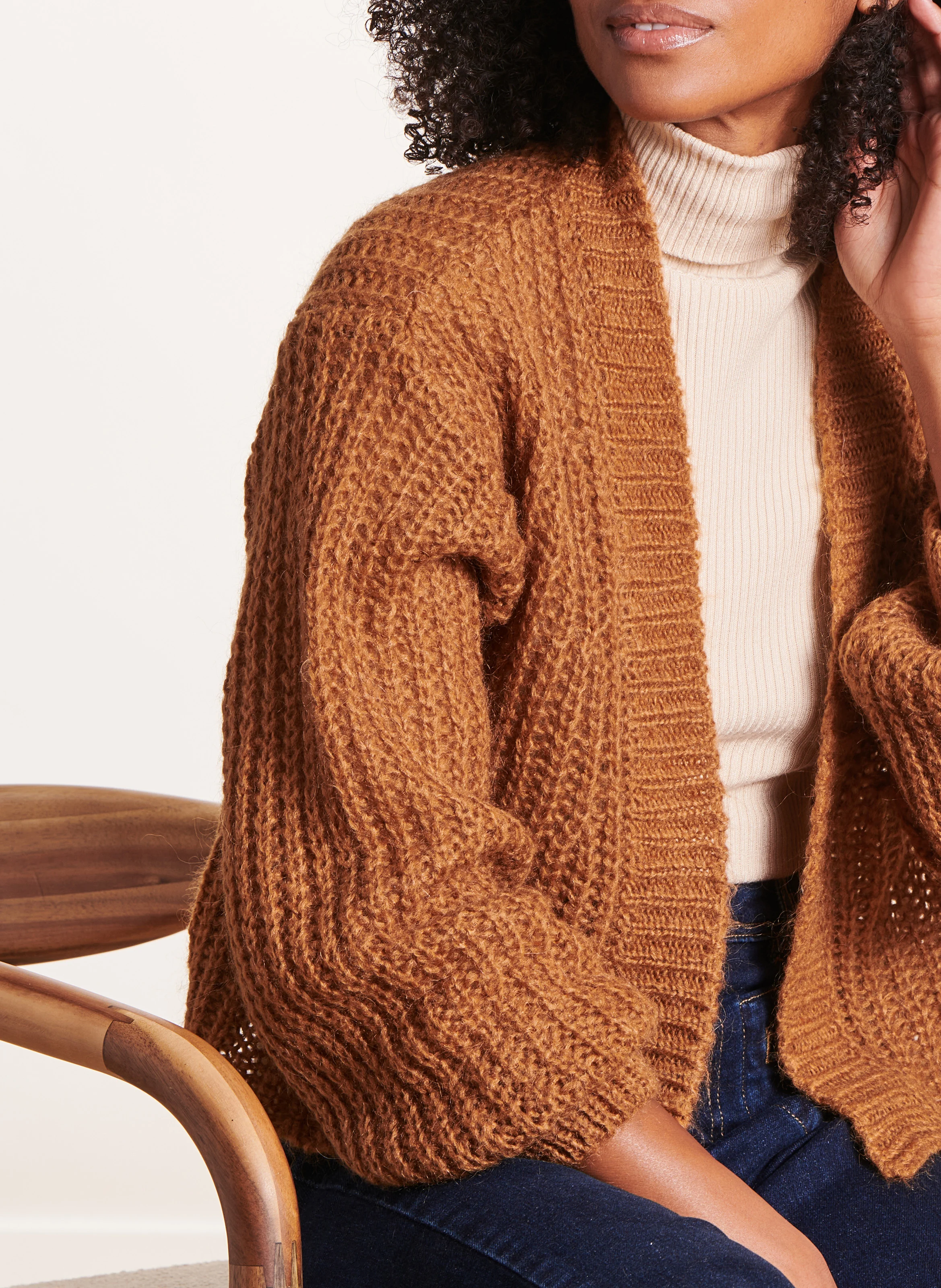 Gilet ample en maille tricotée | Marron