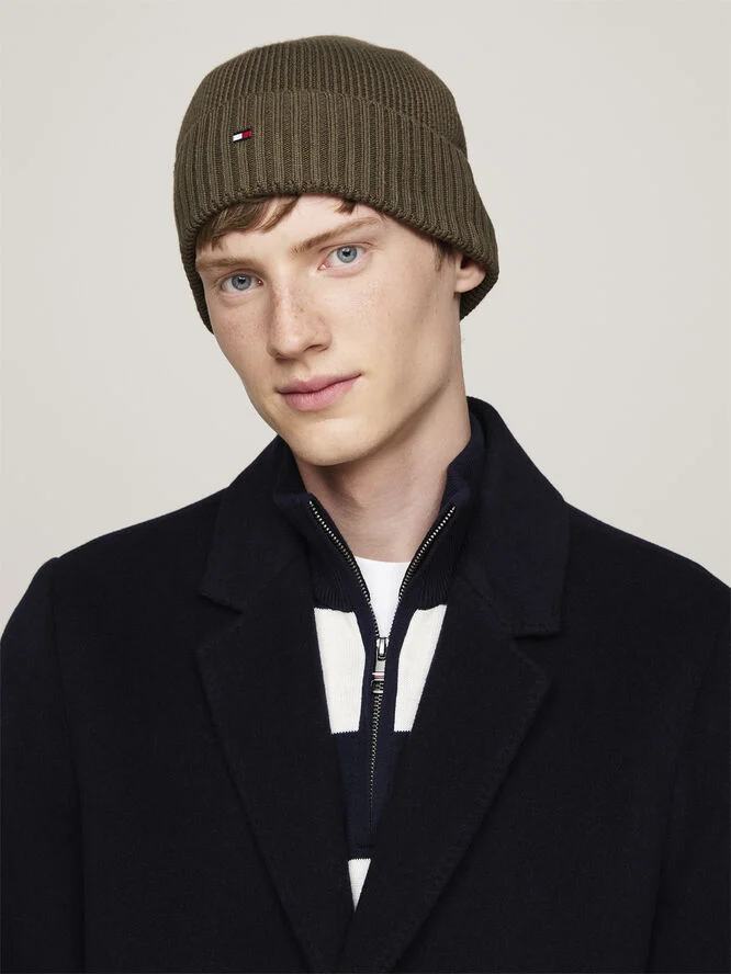 Tommy Hilfiger TH FLAG PIMA COTTON BEANIE Army green
