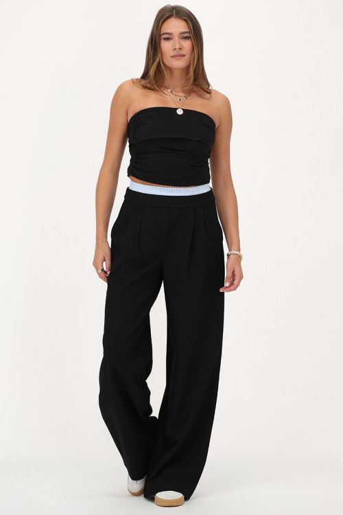 Zwarte wijde broek met boxer waistband
