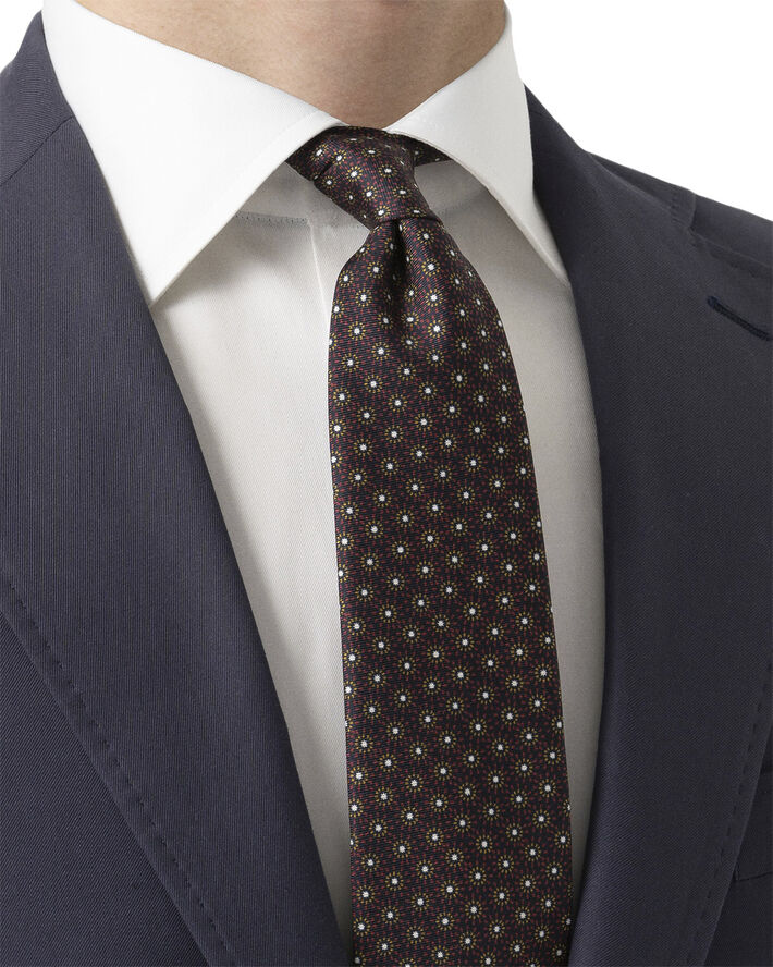 ETON Dark Blue Floral Print Silk Tie Blå