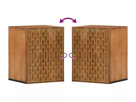 Armoire de salle de bain murale 38x33x48cm bois massif manguier