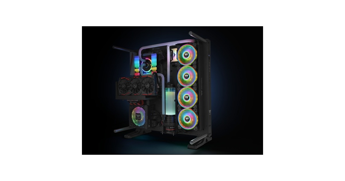 ThermaltakeRiing Quad 14 RGB Radiator Fan TT Premium Edition Single Fan Pack case fan  (Zwart, 140 x 140 x 25 mm)