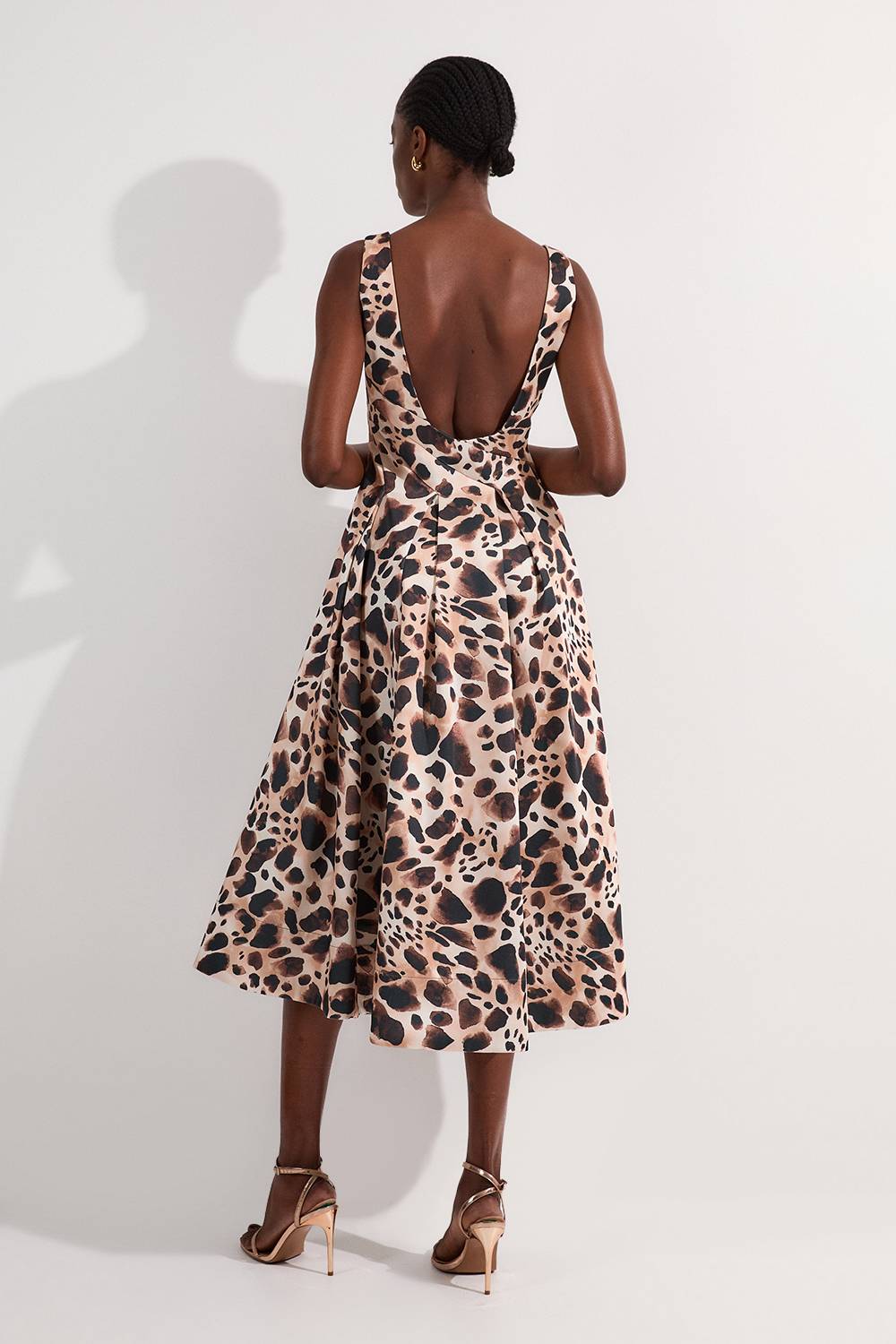 KarenMillen Robe de soirée maxi structurée en satin de viscose à imprimé animal pour bal