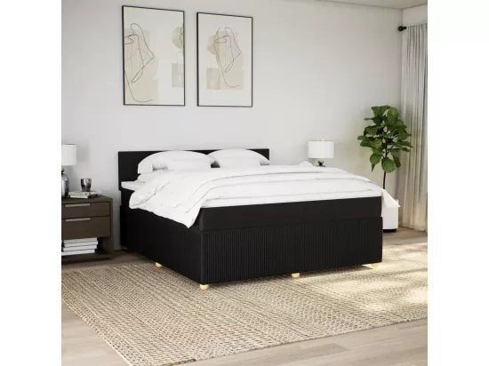 Sommier à lattes de lit avec matelas Noir 180x200 cm Tissu