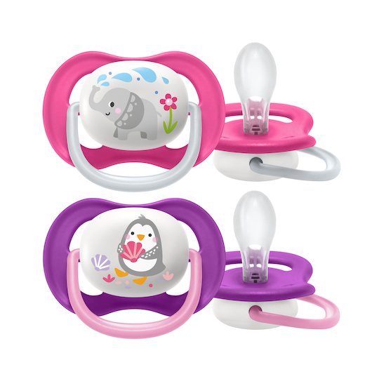 Lot 2 sucettes ultra air   Pingouin/éléphant        6-18 mois   de               Philips AVENT