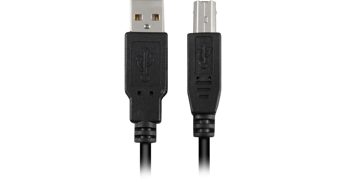 SharkoonUSB-A 2.0 > USB-B kabel  (Zwart, 5 meter)