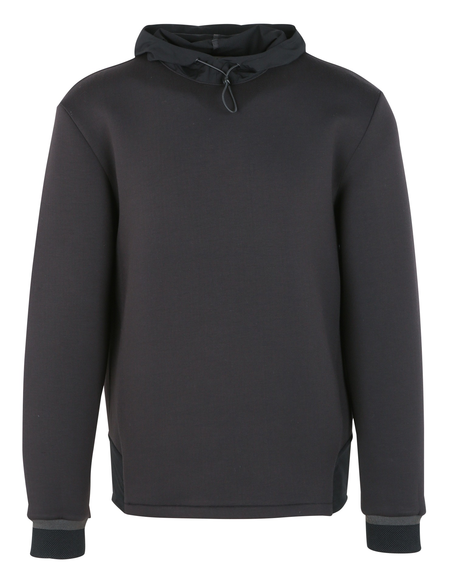 Sweat à capuche bi-matière| Noir