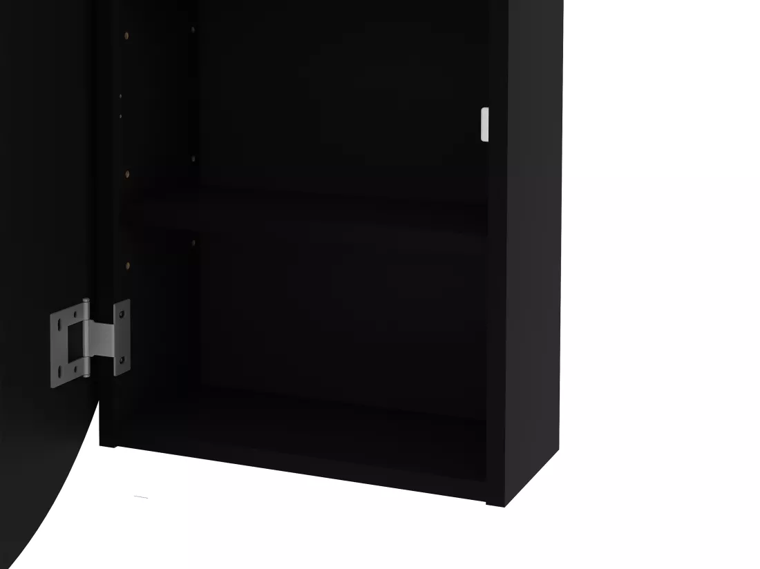 Armoire murale de salle de bain ovale avec miroir – Noir – RURI