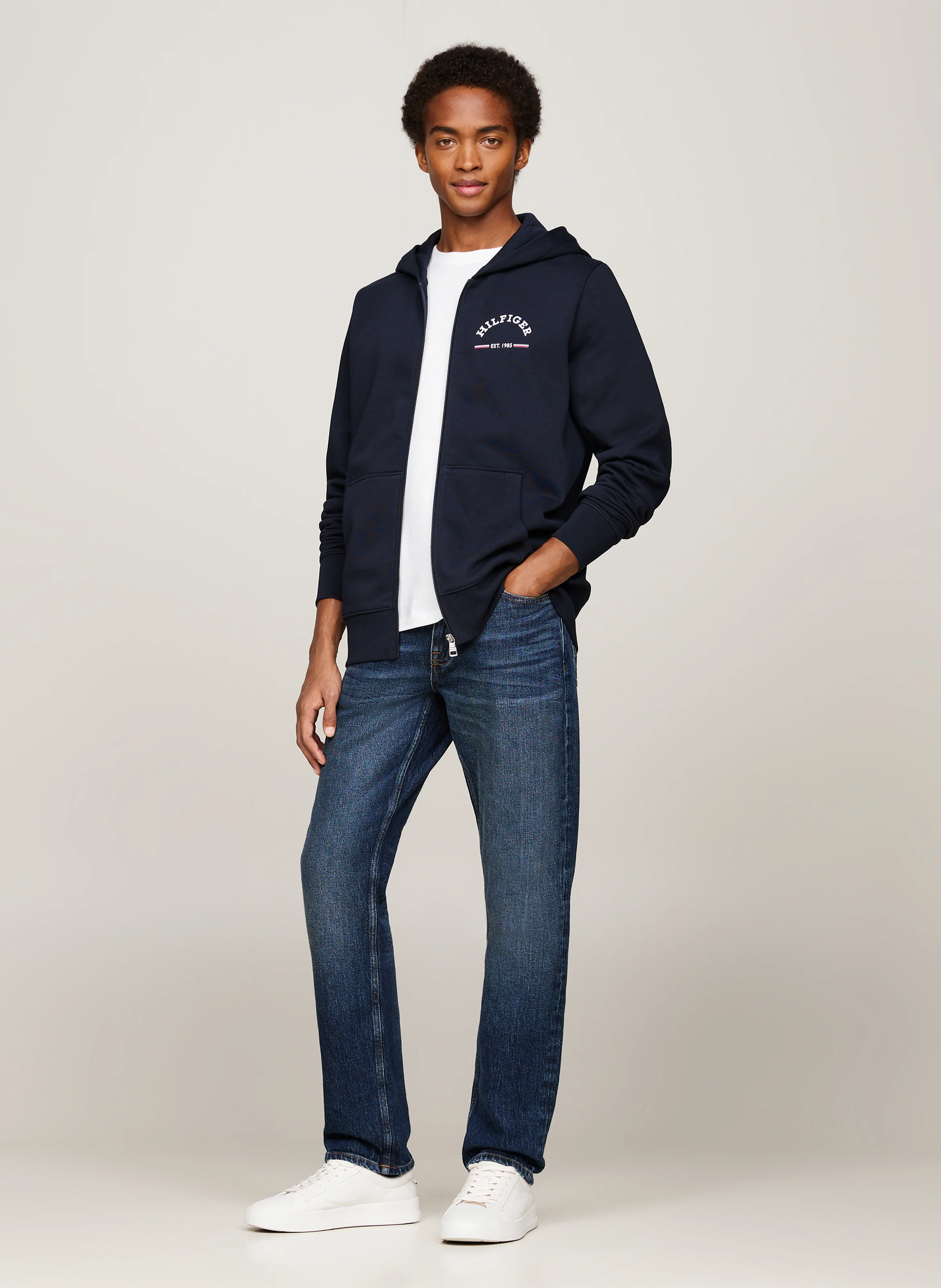 Sweat zippé en coton mélangé | Bleu