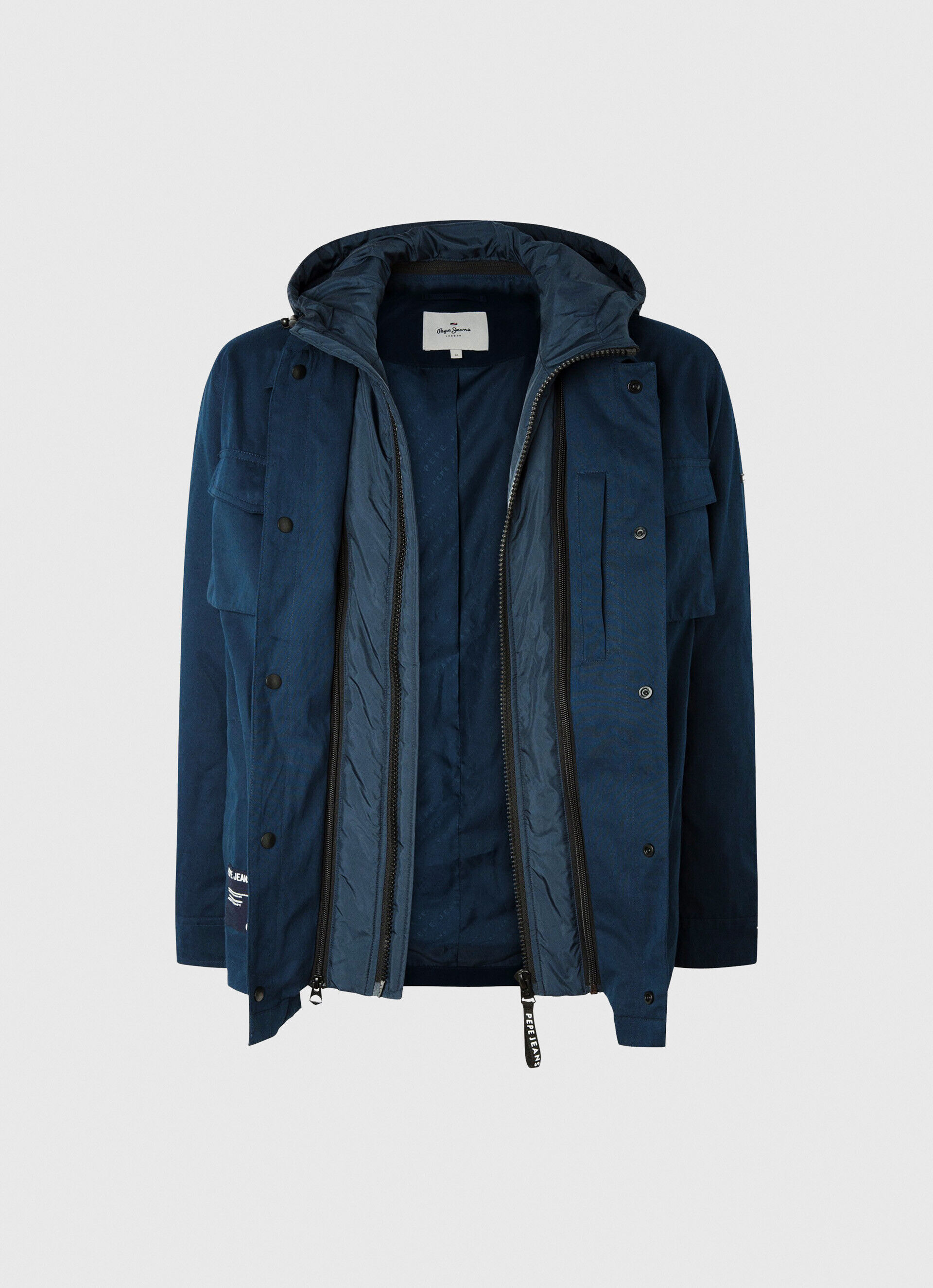 Parka curta com peitilho removível - Azul Dulwich