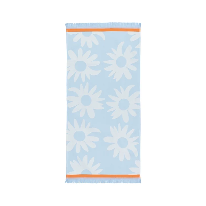 Marimekko - Rakastaa ei rakasta Hamam Handtuch, 45 x 92 cm, hellblau / off-white / orange