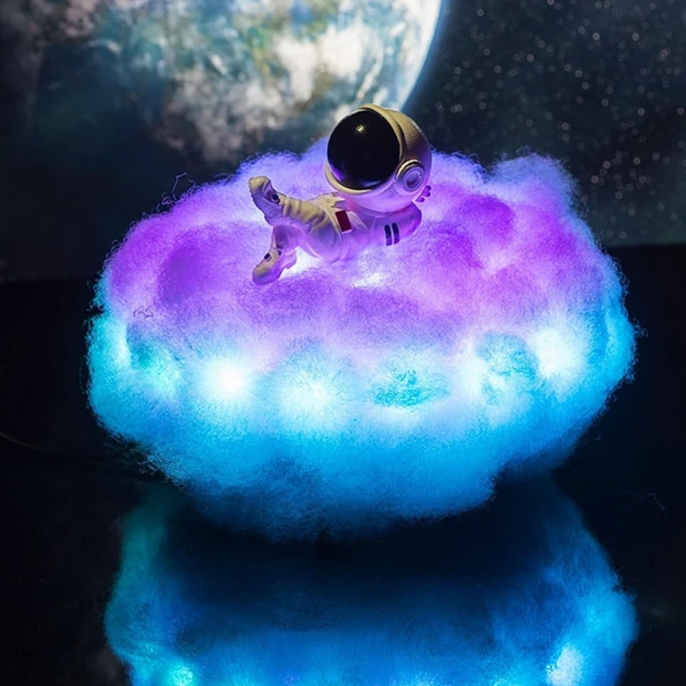 (25x25cm) LED Watte Wolke Kinder Nachtlicht USB Astronauten Lampe inkl. Fernbedienung - Bunt