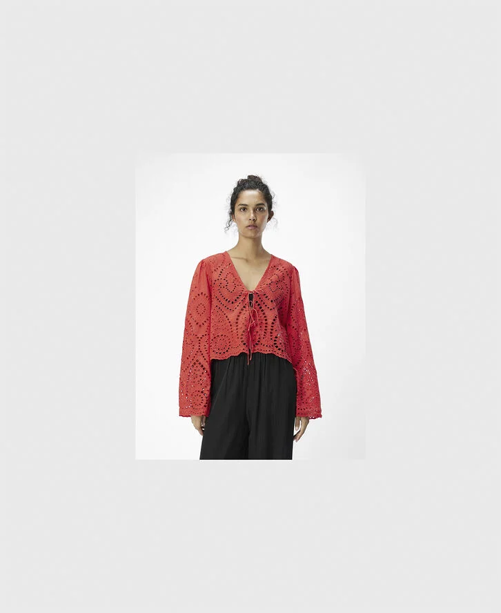 Object OBJTUGI L/S TIE TOP E DIV Flame scarlet