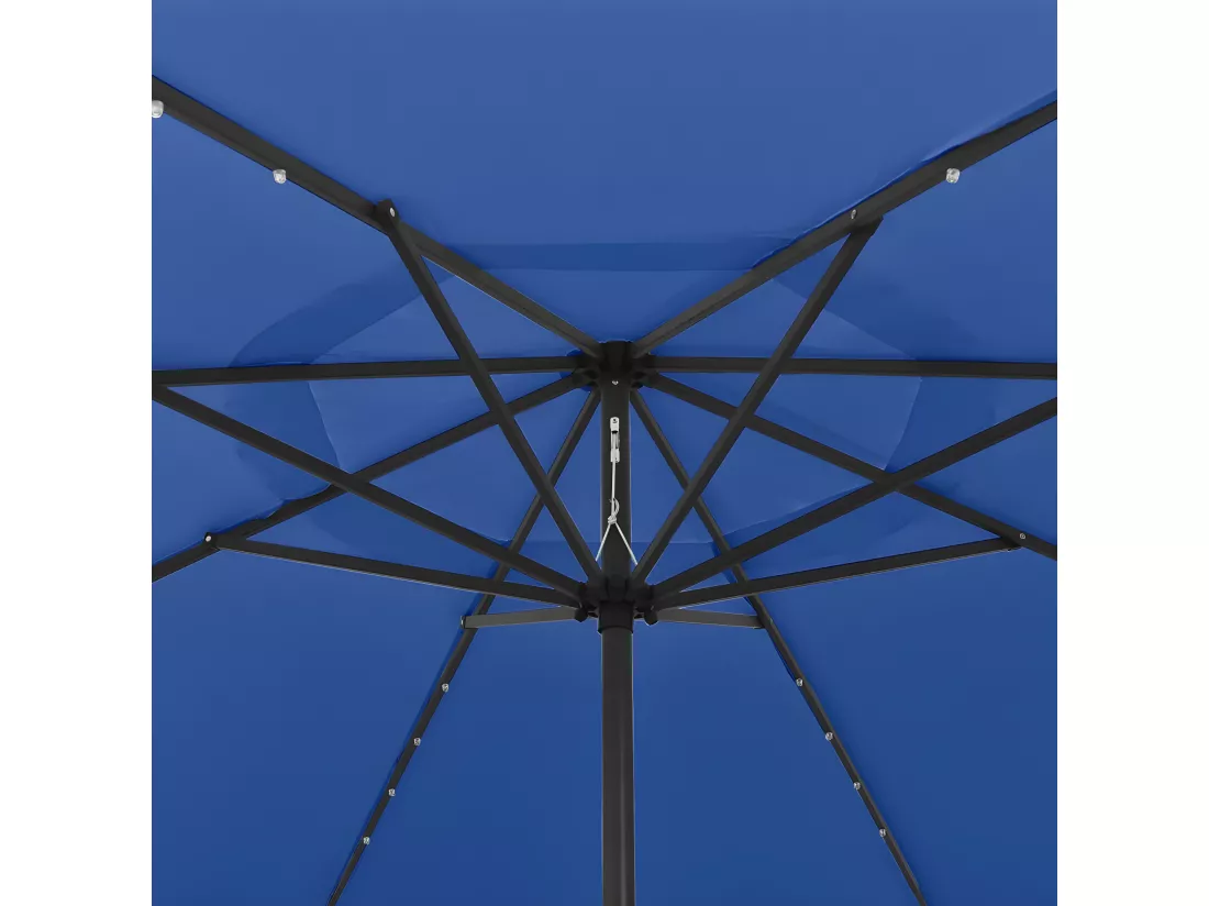 Parasol d'extérieur avec LED et mât en métal 400 cm Bleu azuré