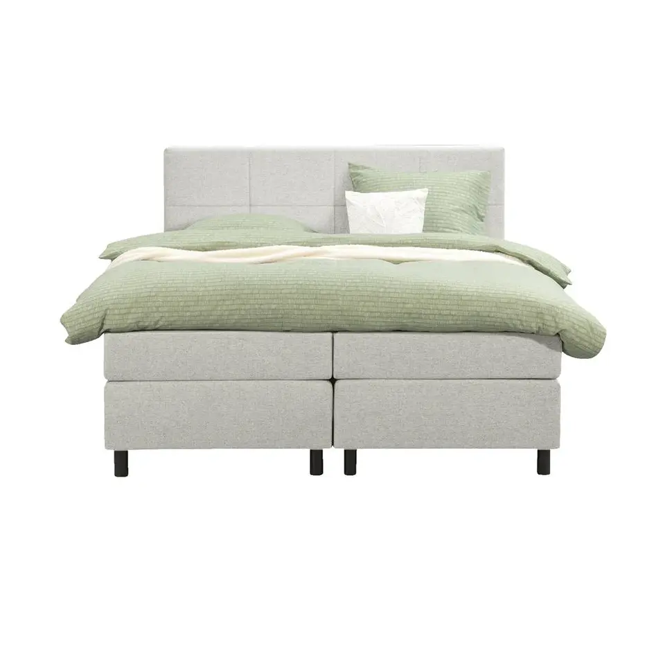 Boxspring Liv geblokt - ecru - 160x200 cm - ronde poot
