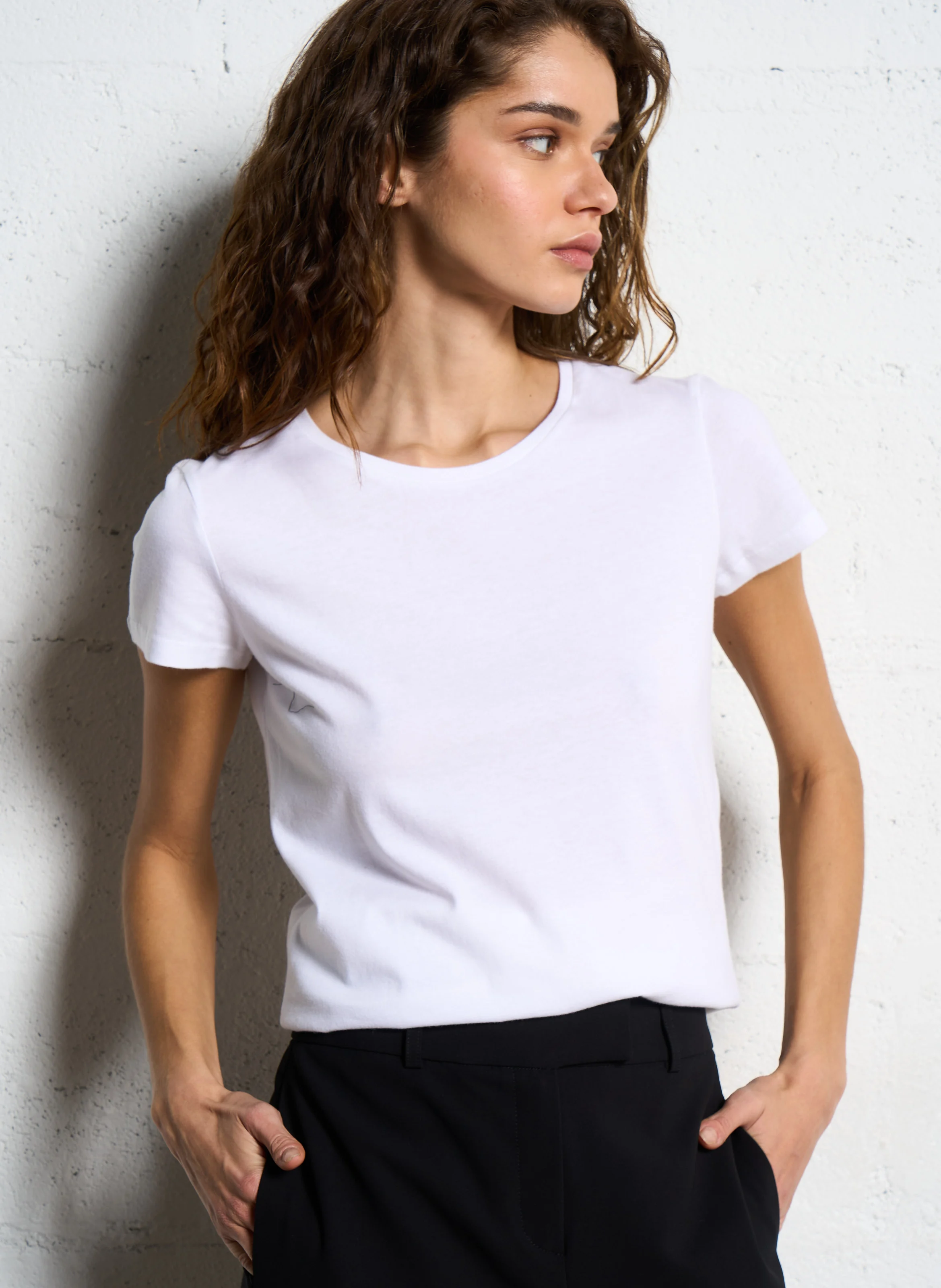 Tee-shirt col rond en coton | Blanc