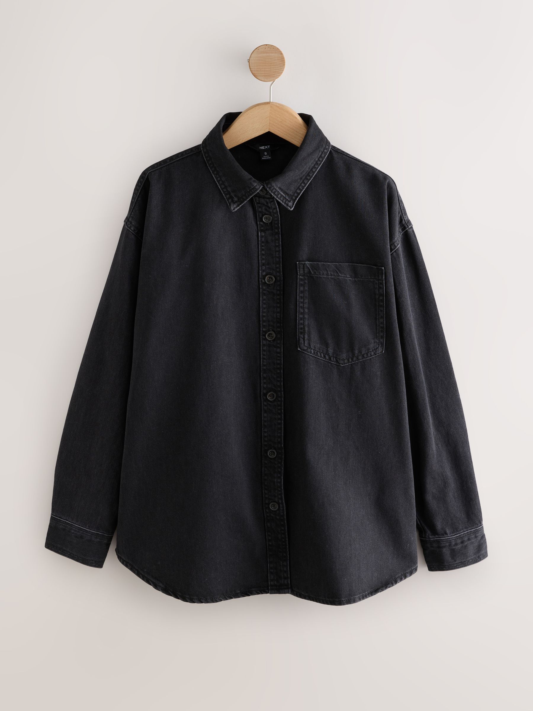 Zwart - Oversized denim overhemd